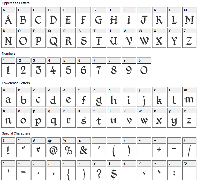 Kingthings Foundation Font Character Map