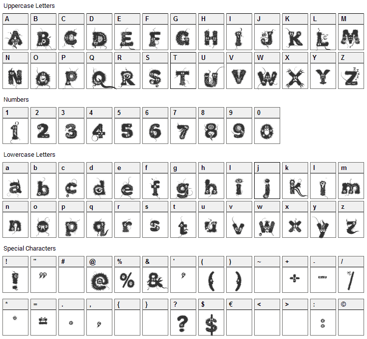 Kingthings Lupine Font Character Map