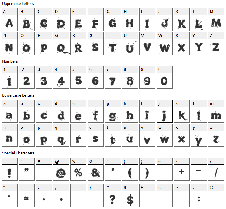 Kingthings Lupineless Font Character Map