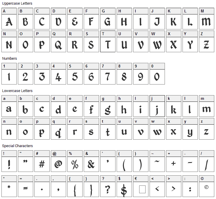 Kingthings Petrock Font Character Map