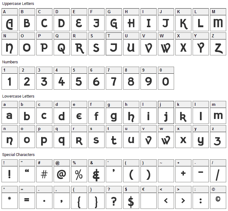 Kingthings Sans Font Character Map