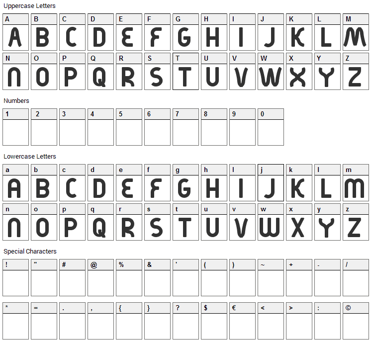 Kirschbaum Font Character Map