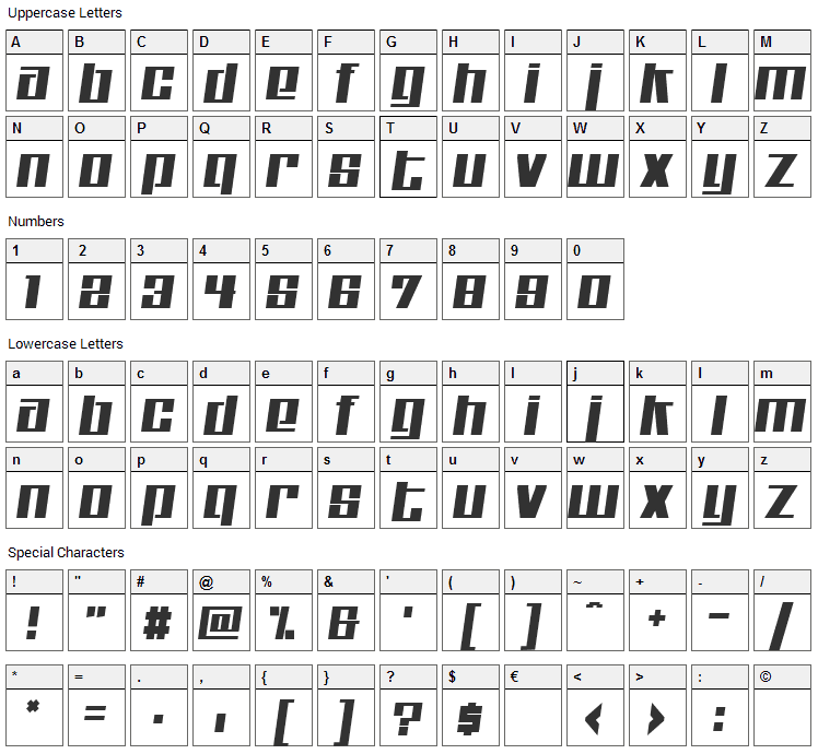 Kitchen Police Font Character Map