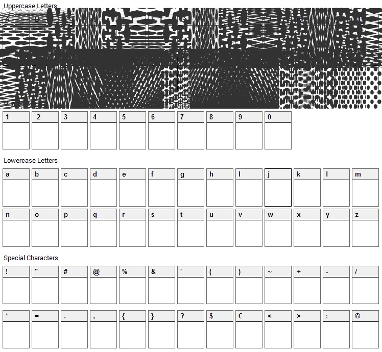 KleinKarpets Font Character Map