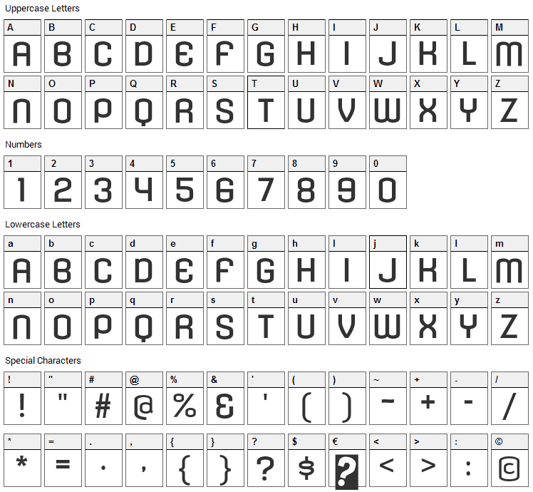 Kleptocracy Titling Font Character Map