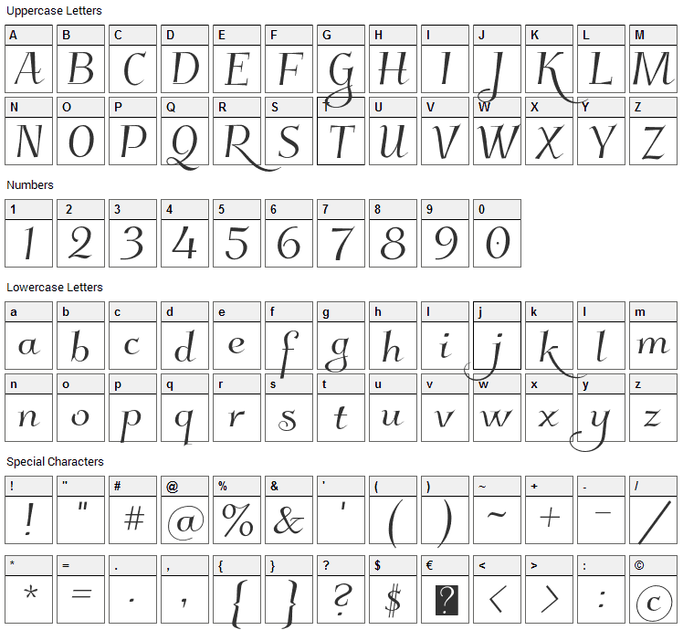 Kleymissky Font Character Map