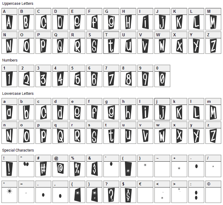 KlinkOMite Font Character Map