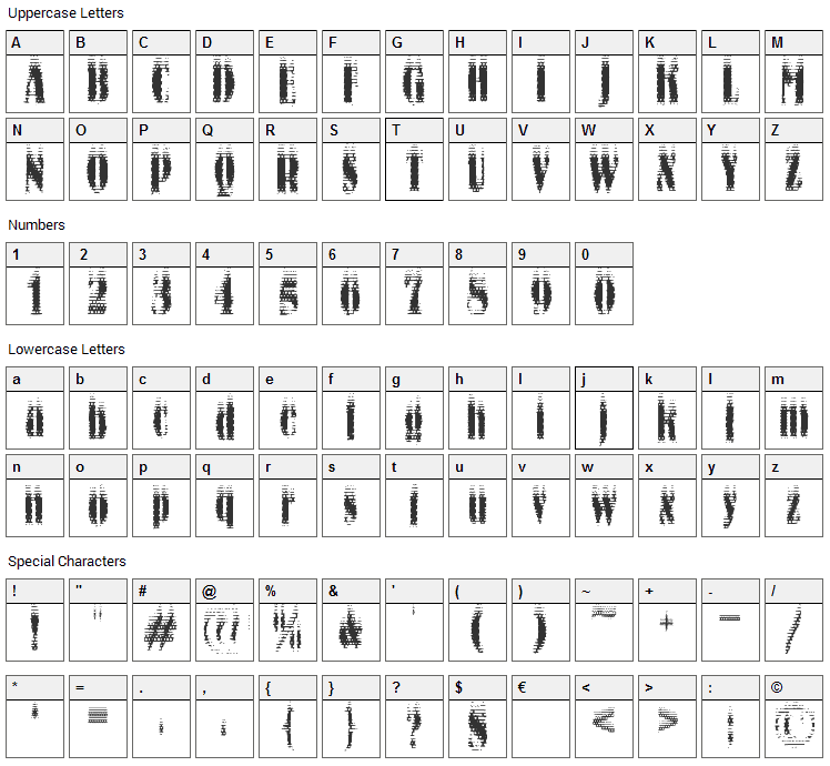 Ko City Font Character Map