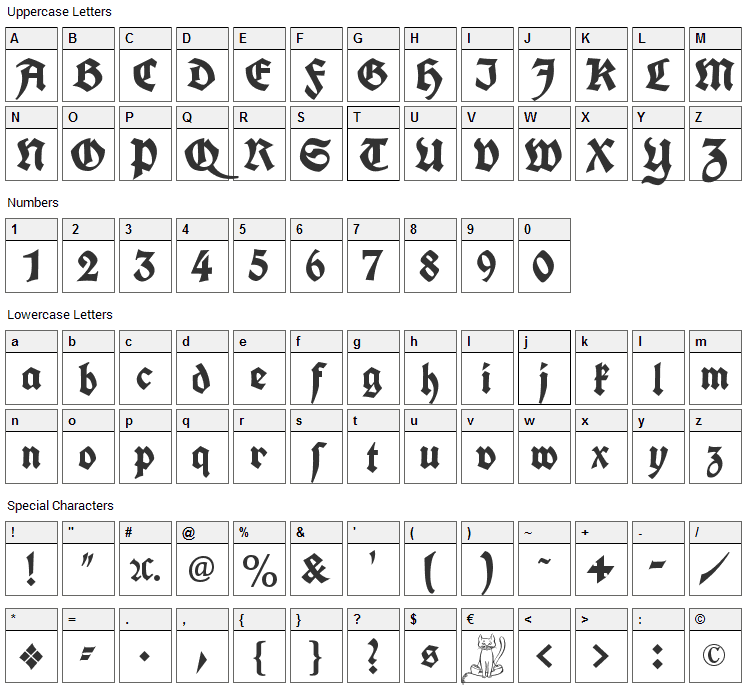 Koch Fette Deutsche Schrift Font Character Map