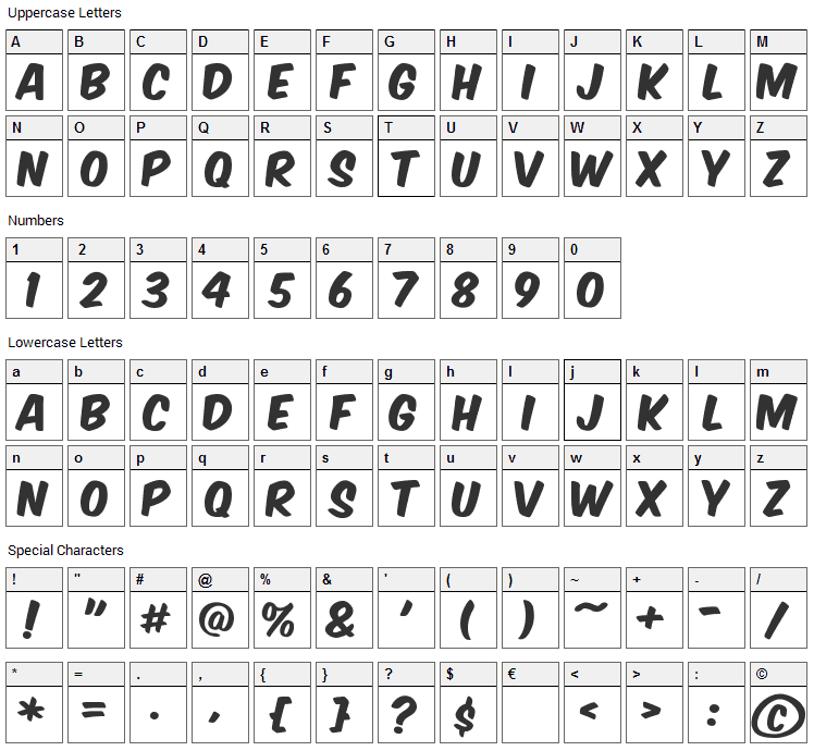 Komika Axis Font Character Map