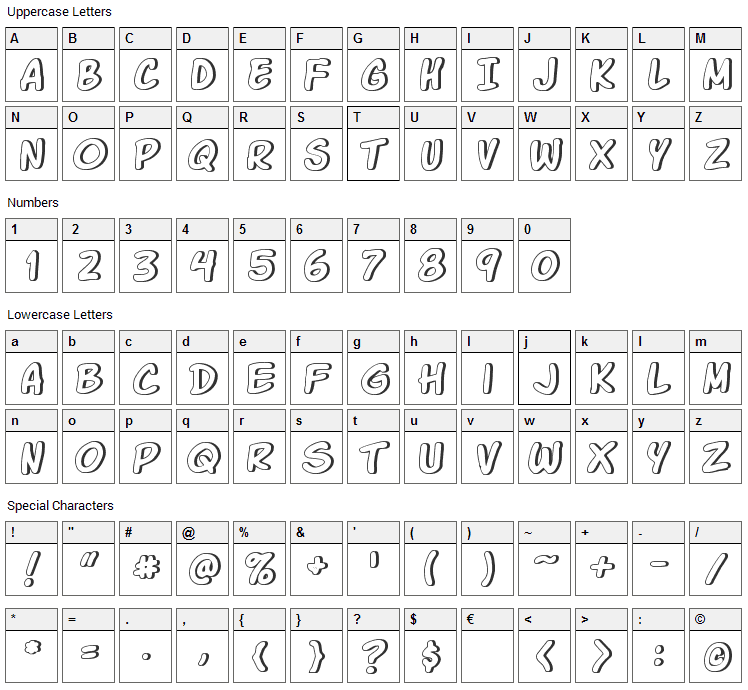 Komika Glaze Font Character Map