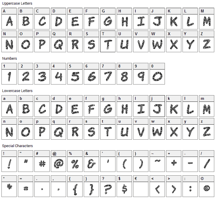 Komika Krak Font Character Map