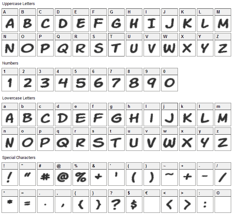 Komika Tread Font Character Map