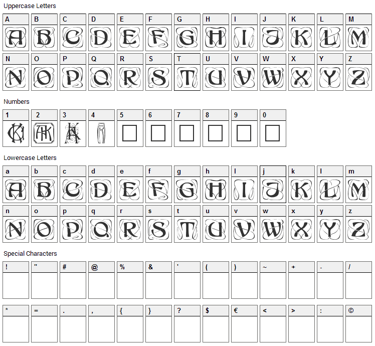 Konanur Font Character Map