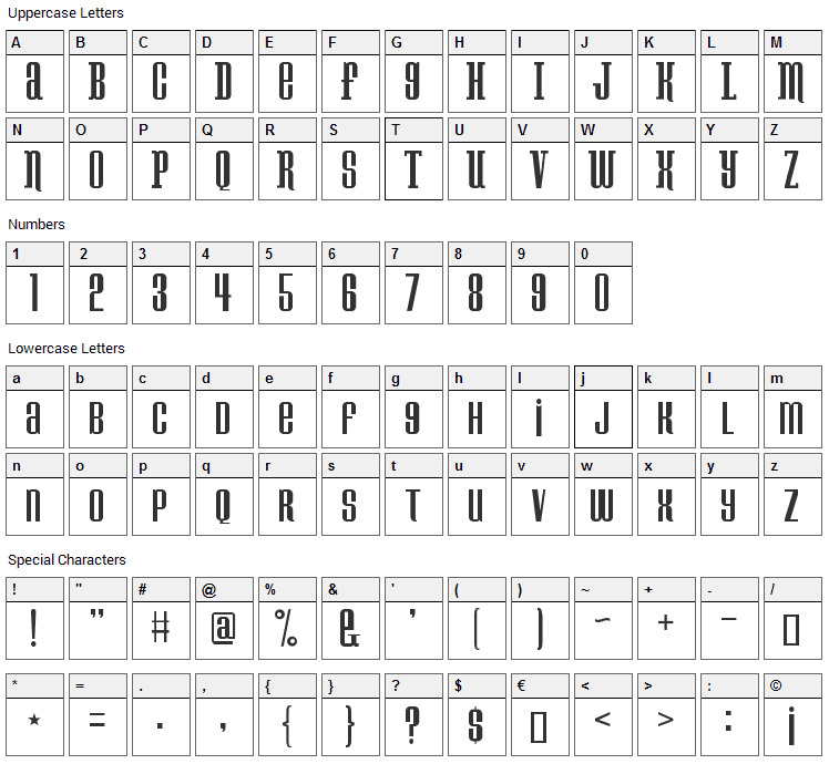 Konspiracy Theory Font Character Map