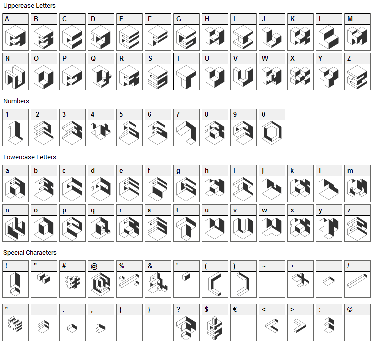 Koobz Font Character Map