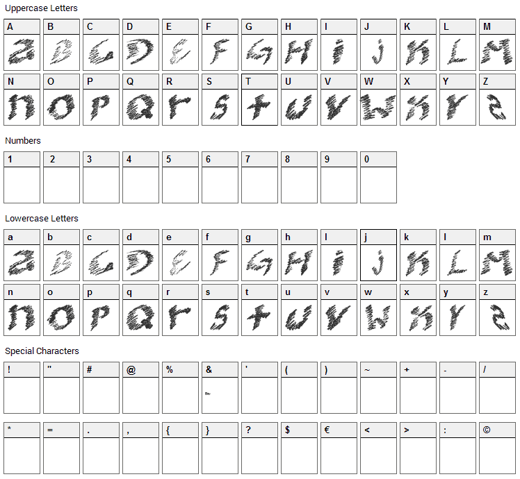 kooler O Font Character Map