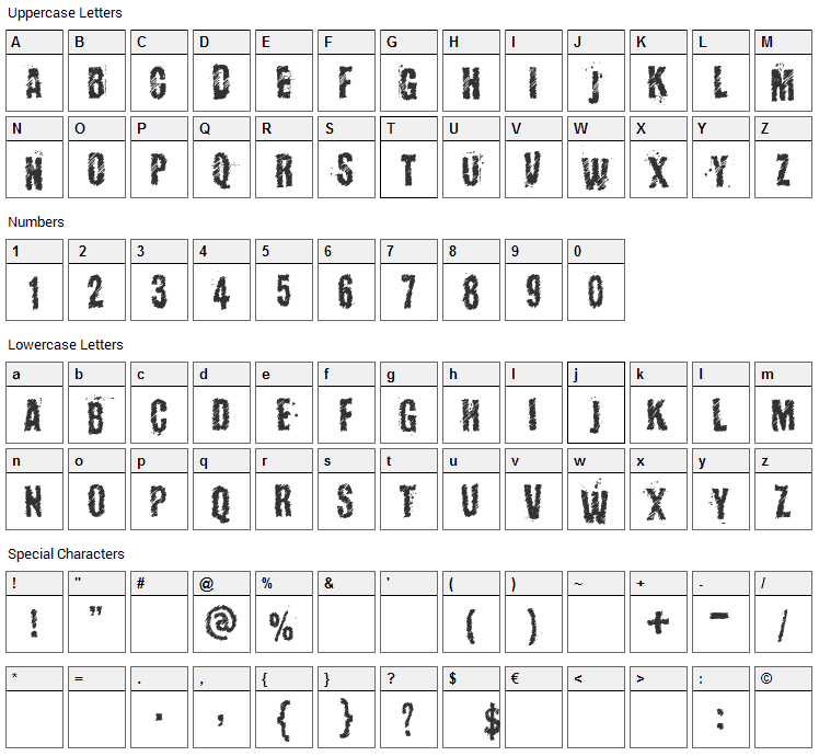 Kopanyica Strasse Font Character Map