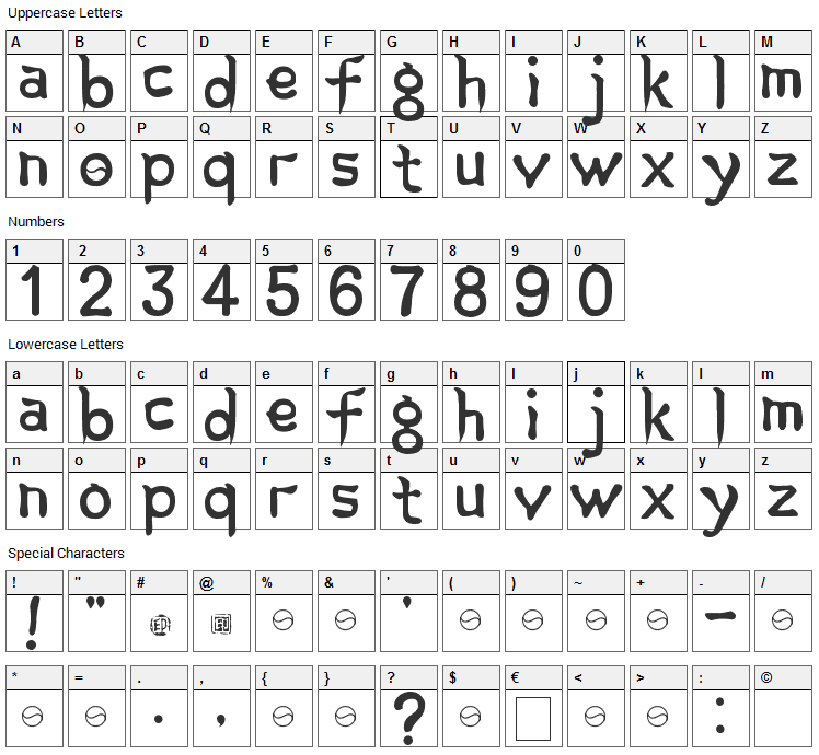 Korean Calligraphy Font Character Map