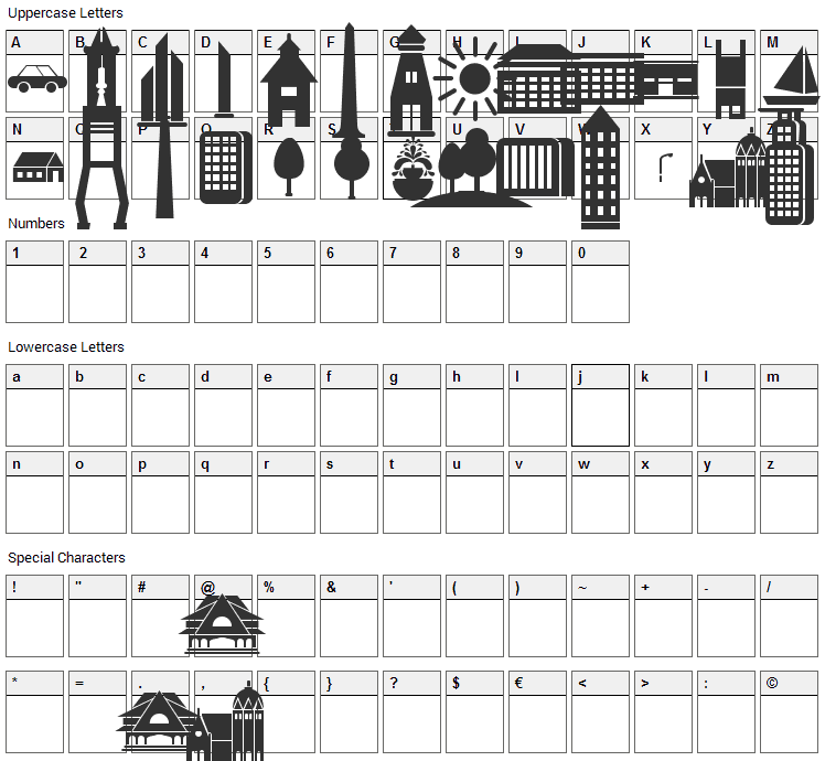 Kota Surabaya Font Character Map