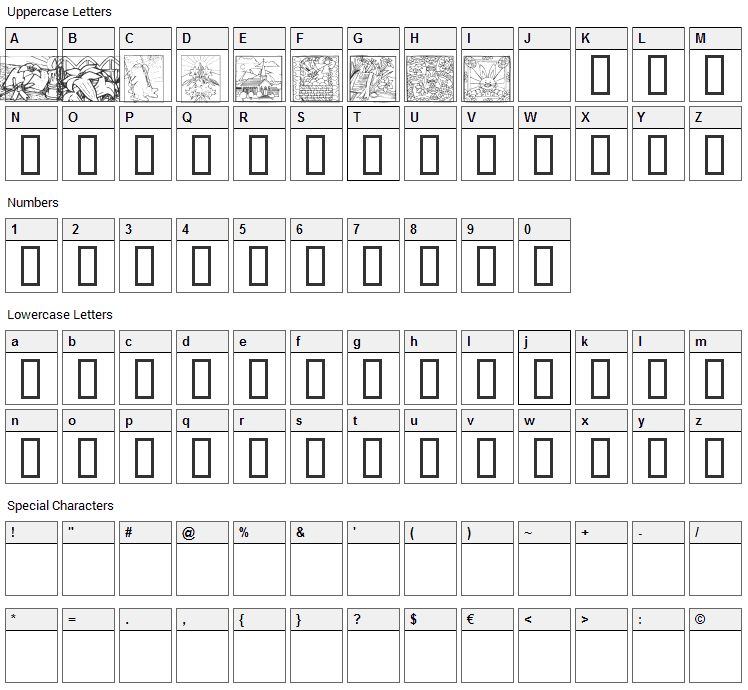 KR Easter Squares Font Character Map