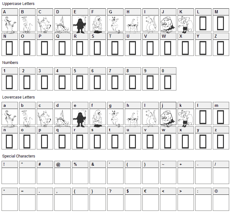 KR RPG Font Character Map