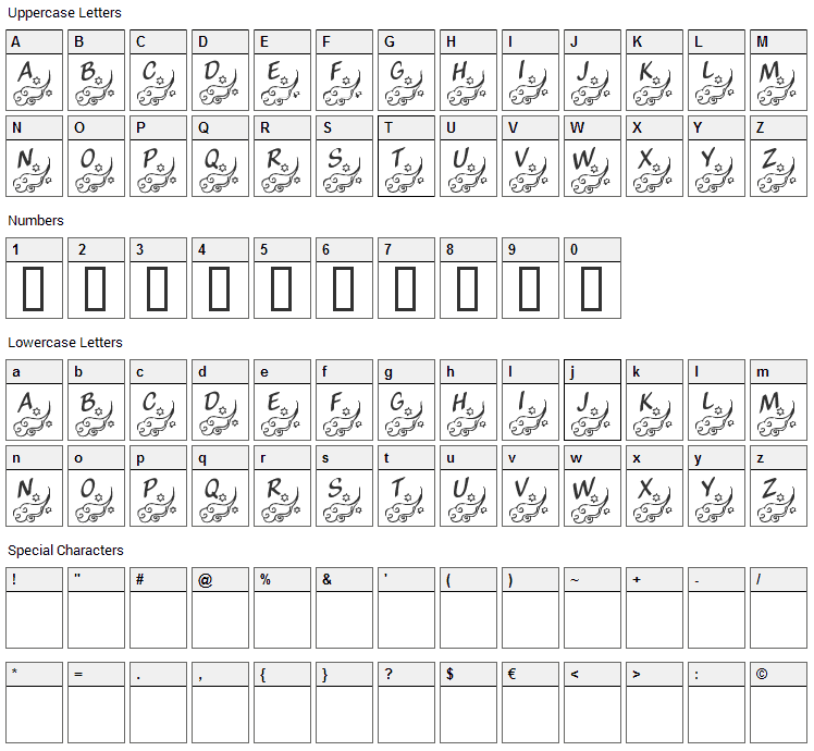 KR Winds of Change Font Character Map