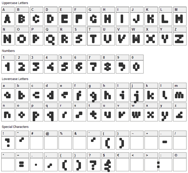 Krater Font Character Map
