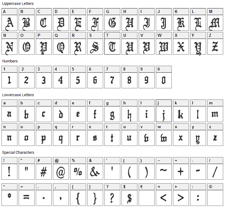 Kraut-type-a-fuck Font Character Map