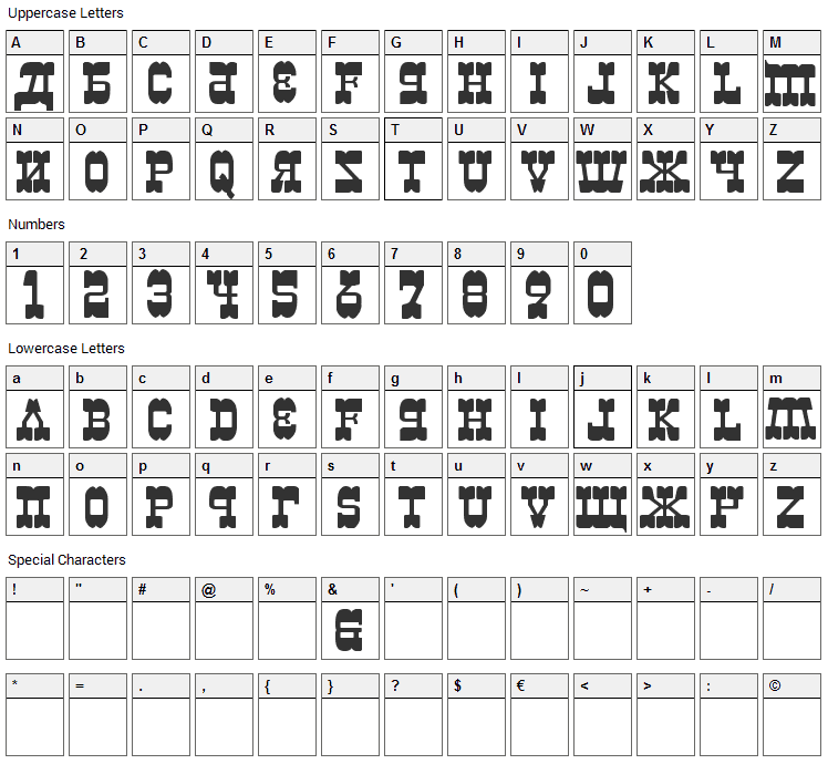 Kremlin Kiev Font Character Map