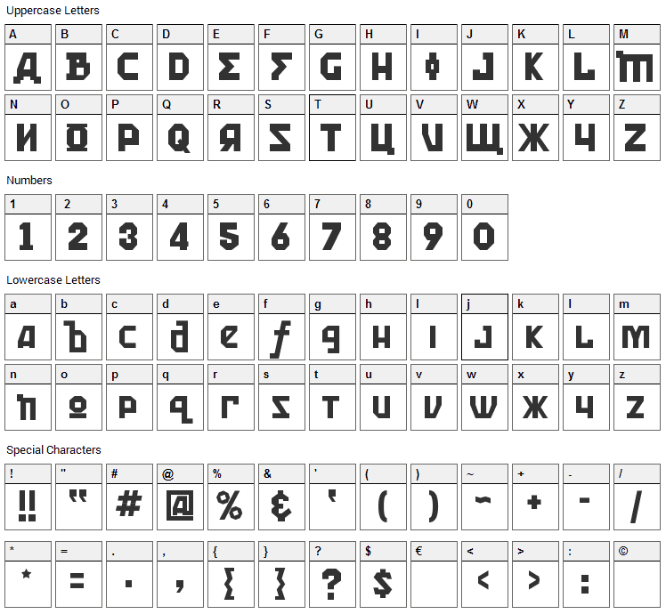 Kremlin Kommisar Font Character Map