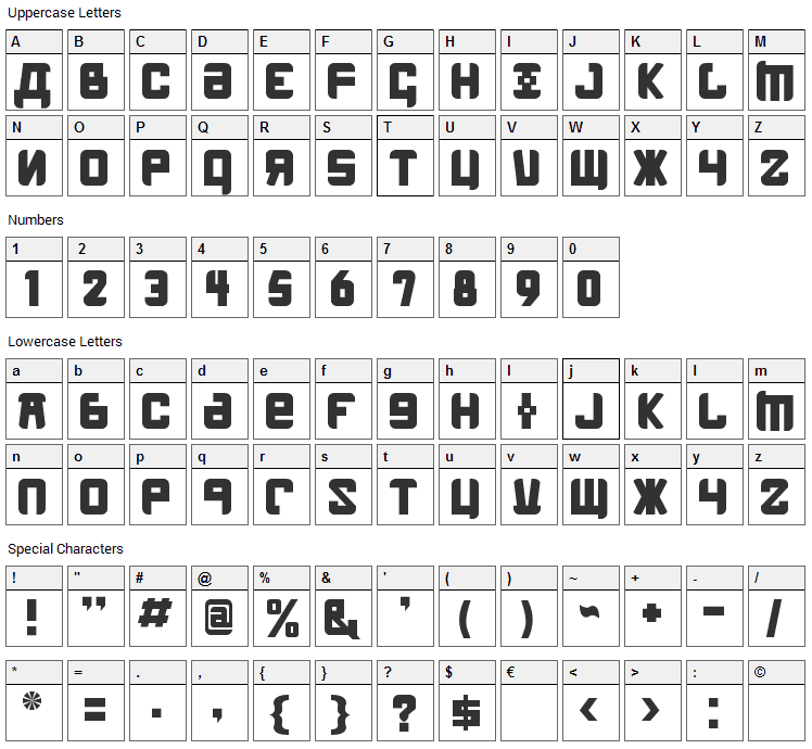 Kremlin Menshevik Font Character Map