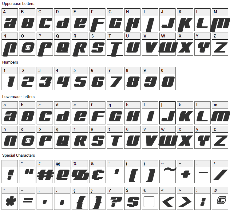 Kreon Font Character Map