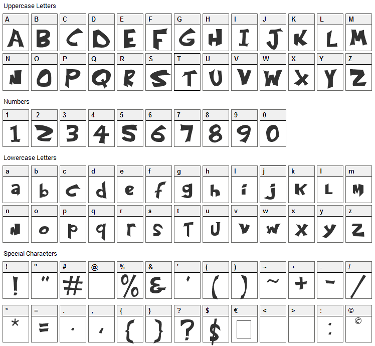 Kringle Castle Font Character Map