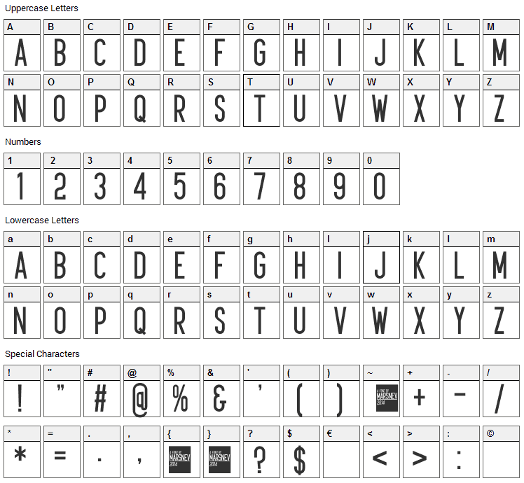 Kudajets Font Character Map