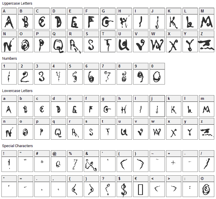 Kyoto Song Font Character Map