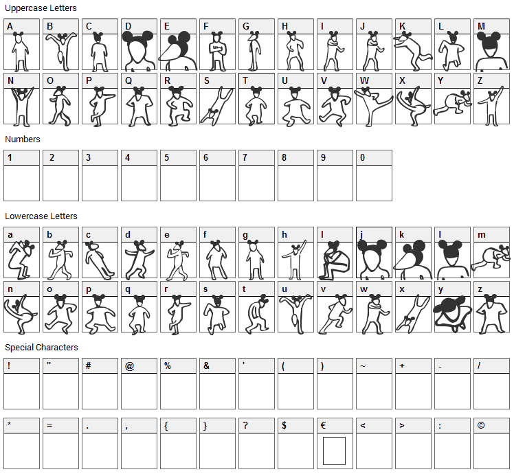 La Rata Bizarra Font Character Map