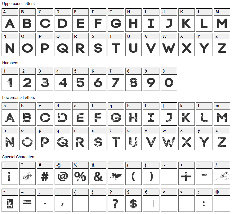 LA Street Kids Font Character Map