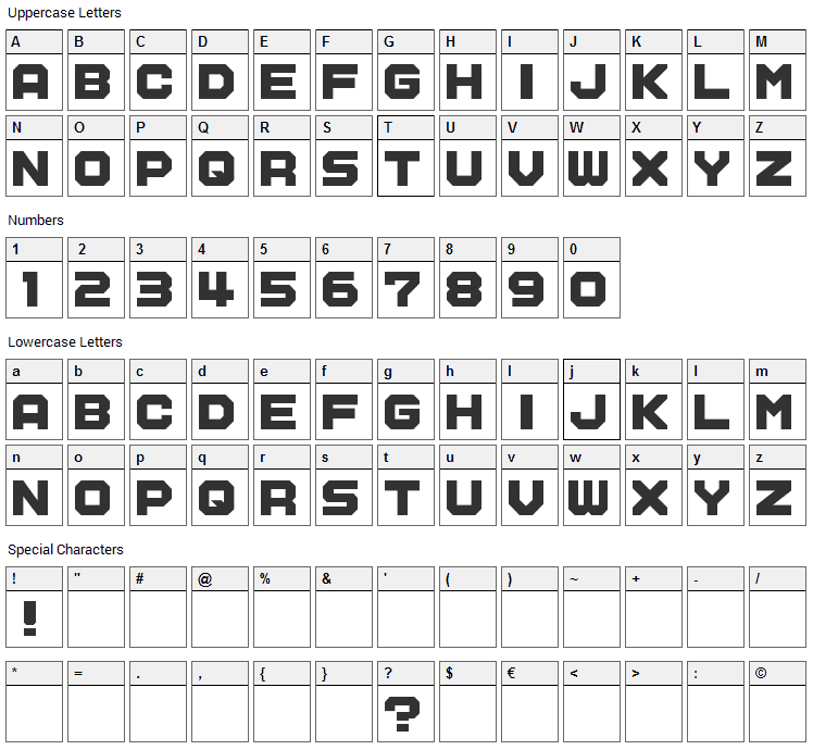 Labo Display Font Character Map