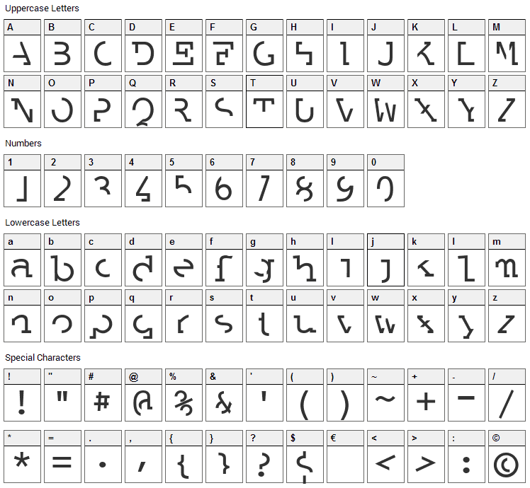Labrat Font Character Map