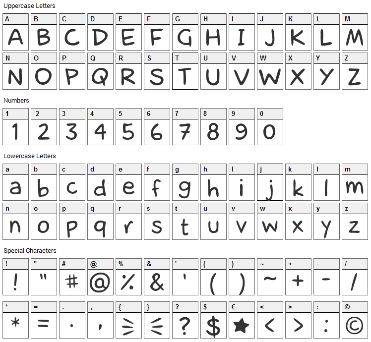 laCartoonerie Font Character Map