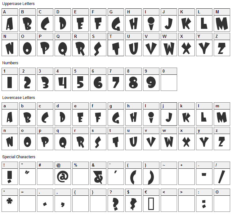 Laff Riot Font Character Map