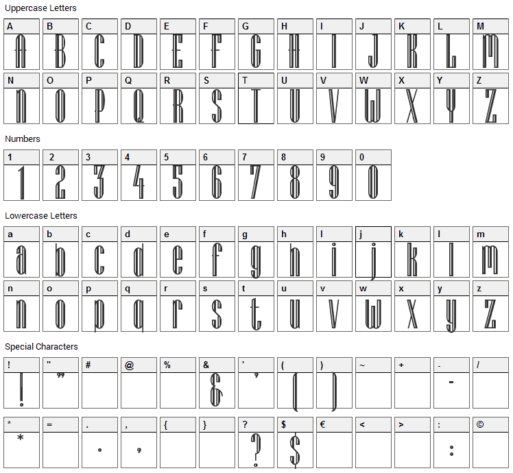 Lagniappe Inline Font Character Map