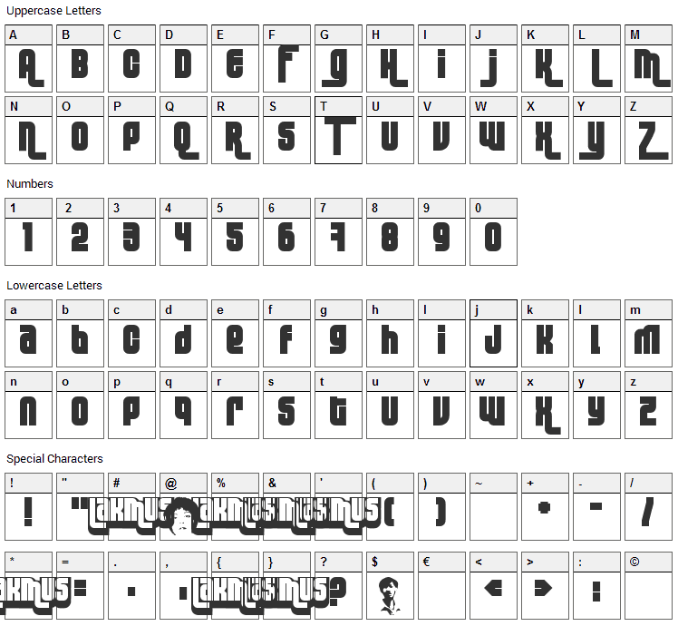 Lakmus Font Character Map