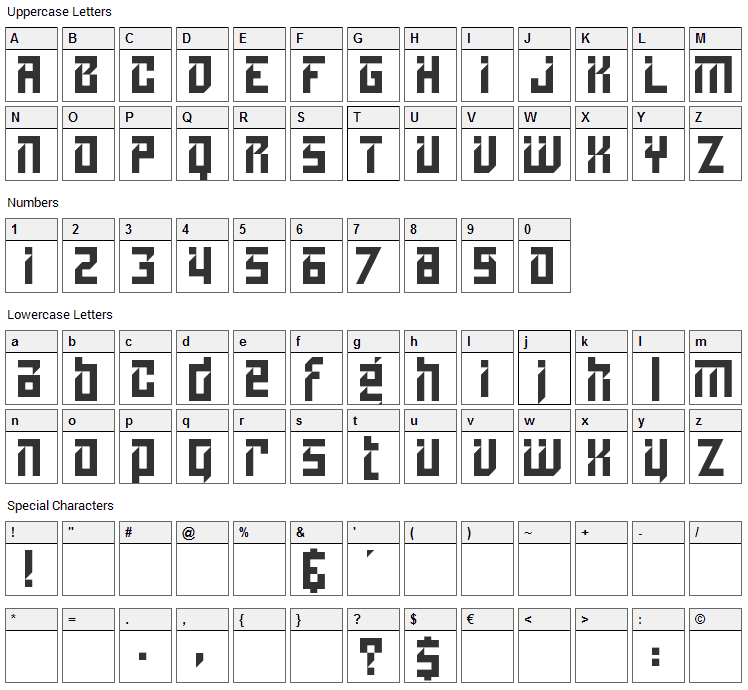 Lampoon Font Character Map