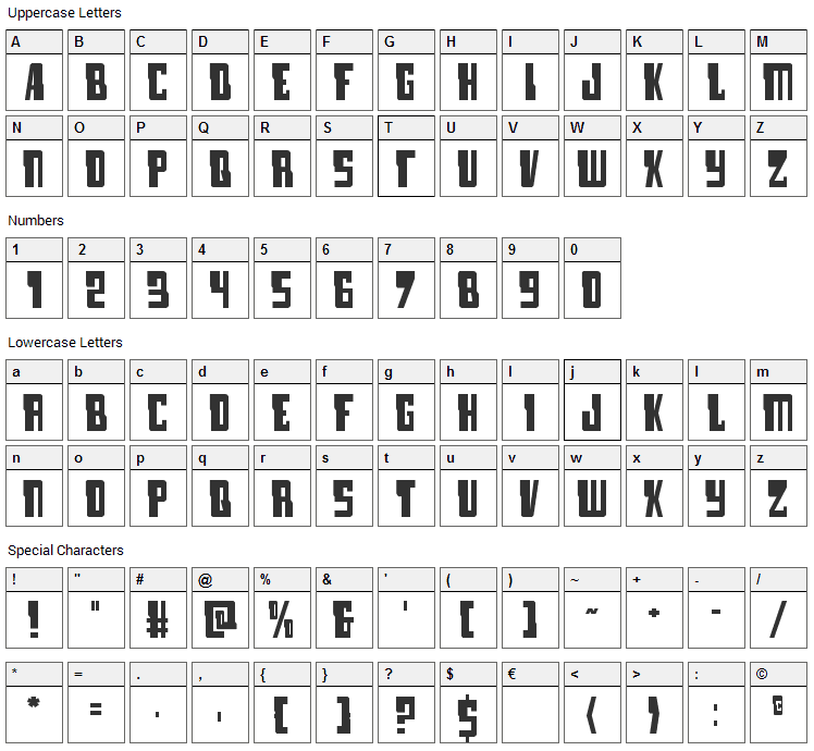 Lamprey Font Character Map