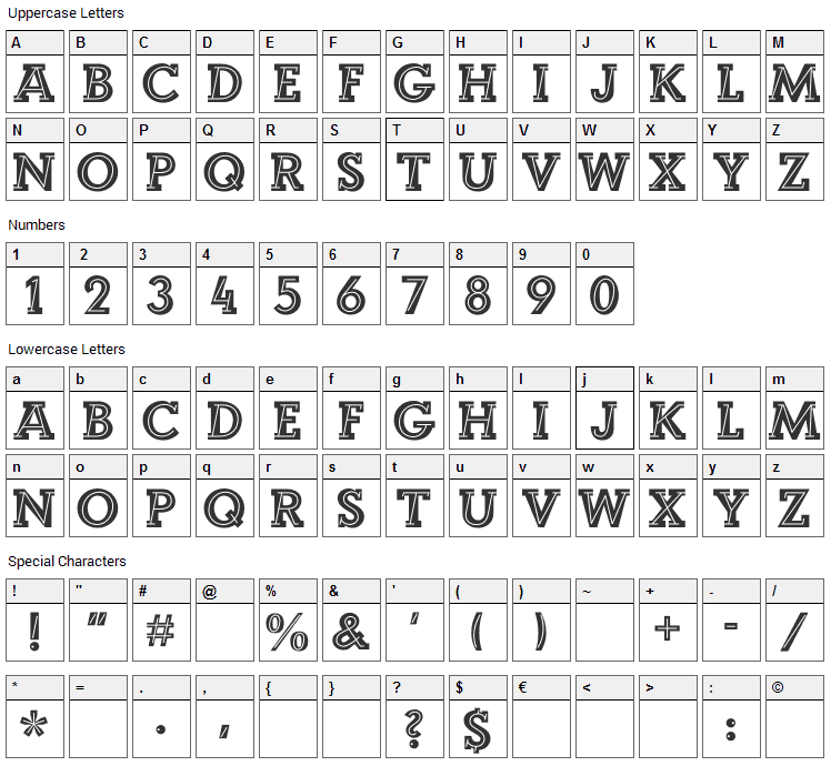 Landi Echo Font Character Map