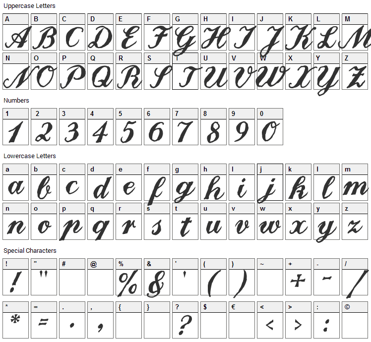 Landliebe Font Character Map