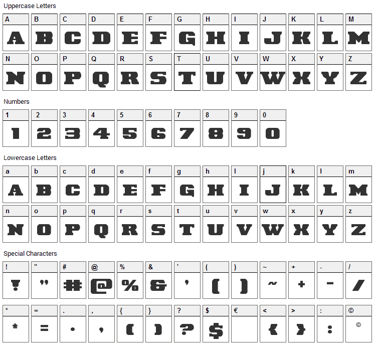 Laredo Trail Font Character Map