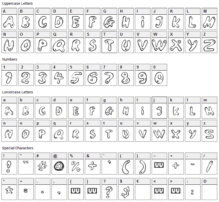 Larson Font Character Map